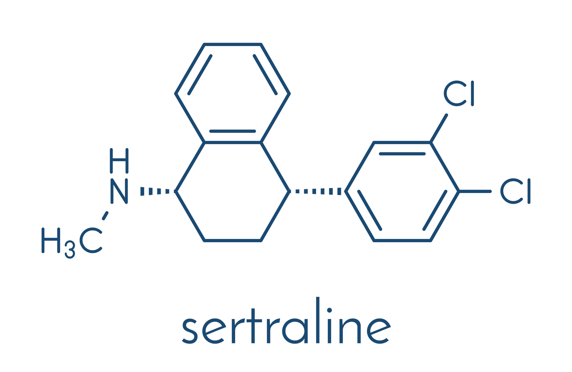 Sertraline antidepressant drug molecule