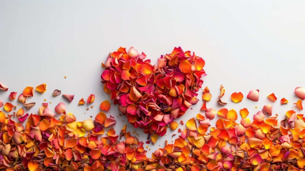Heart of rose pedals