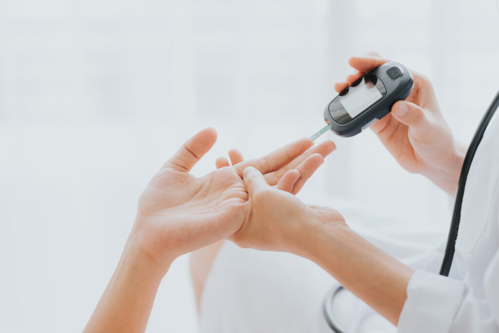 glucosmeter checking blood sugar