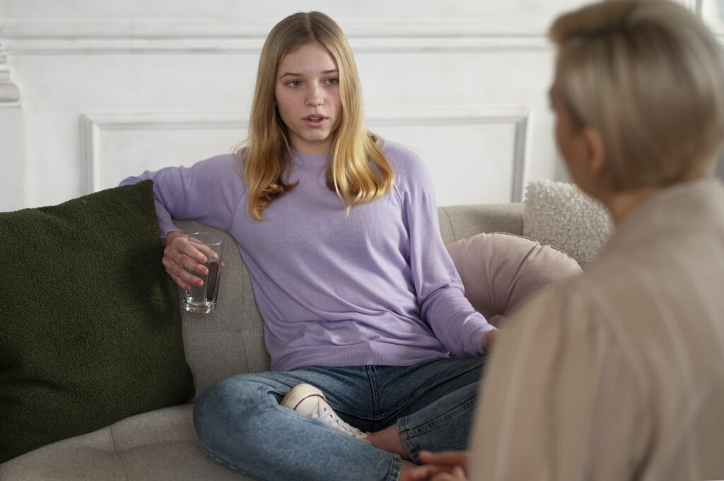 a-woman-with-clearly- signs-of-stress-talking-to-her-therapist